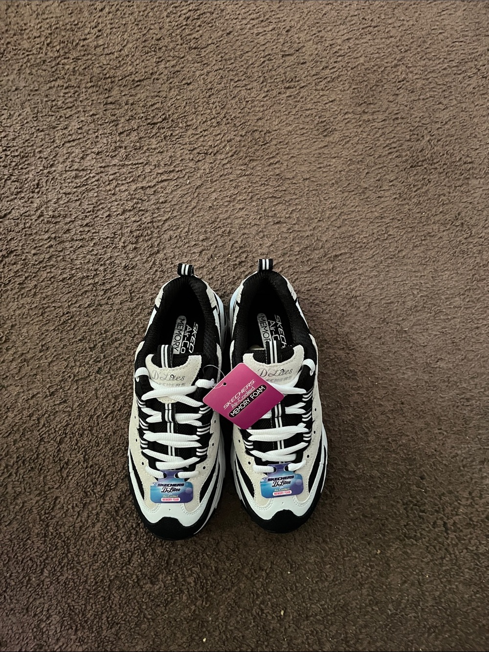 Skechers Women's Black and White Lace-Up Sneakers